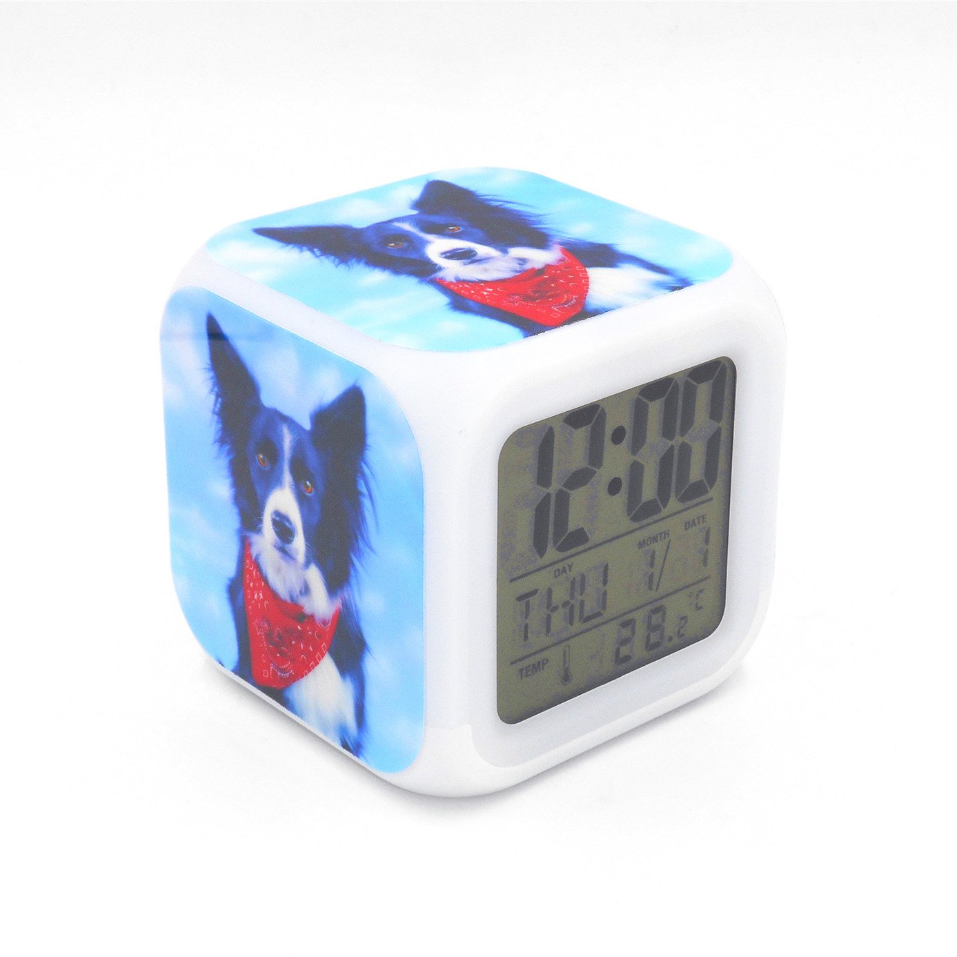 Boyan Led Alarm Clock Black Border Collie Dog Puppy