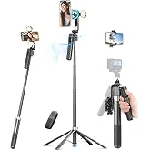 Oldshark 71" Auto Face Tracking Tripod Detachable Light, 1-Sec Quick Setup Magnetic Tripod for iPhone, No App Needed 360&deg; Rotating Phone &amp; Camera Tripod, Content Creator Essentials for TikTok YouTube