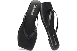 Gorfen Flip Flops for Women Comfortable Square Toe Casual Beach Sandals Summer Outdoor and Everyday Wear