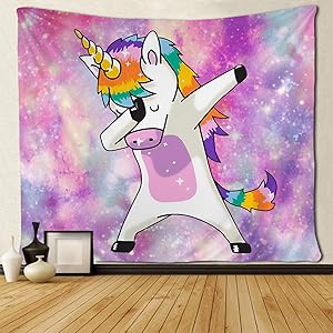 SARA NELL Unicorn Wall Tapestry Hippie Art Dabbing Dab Dance Funny Hip Hop Unicorn Tapestries Wall Hanging Throw Tablecloth 50X60 Inches for Bedroom Living Room Dorm Room