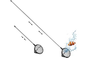 Filhome Telescopic Aquarium Fish Net, Fine Mesh Round Fish Net for Fish Tank with Extendable Long Handle (5 inch)