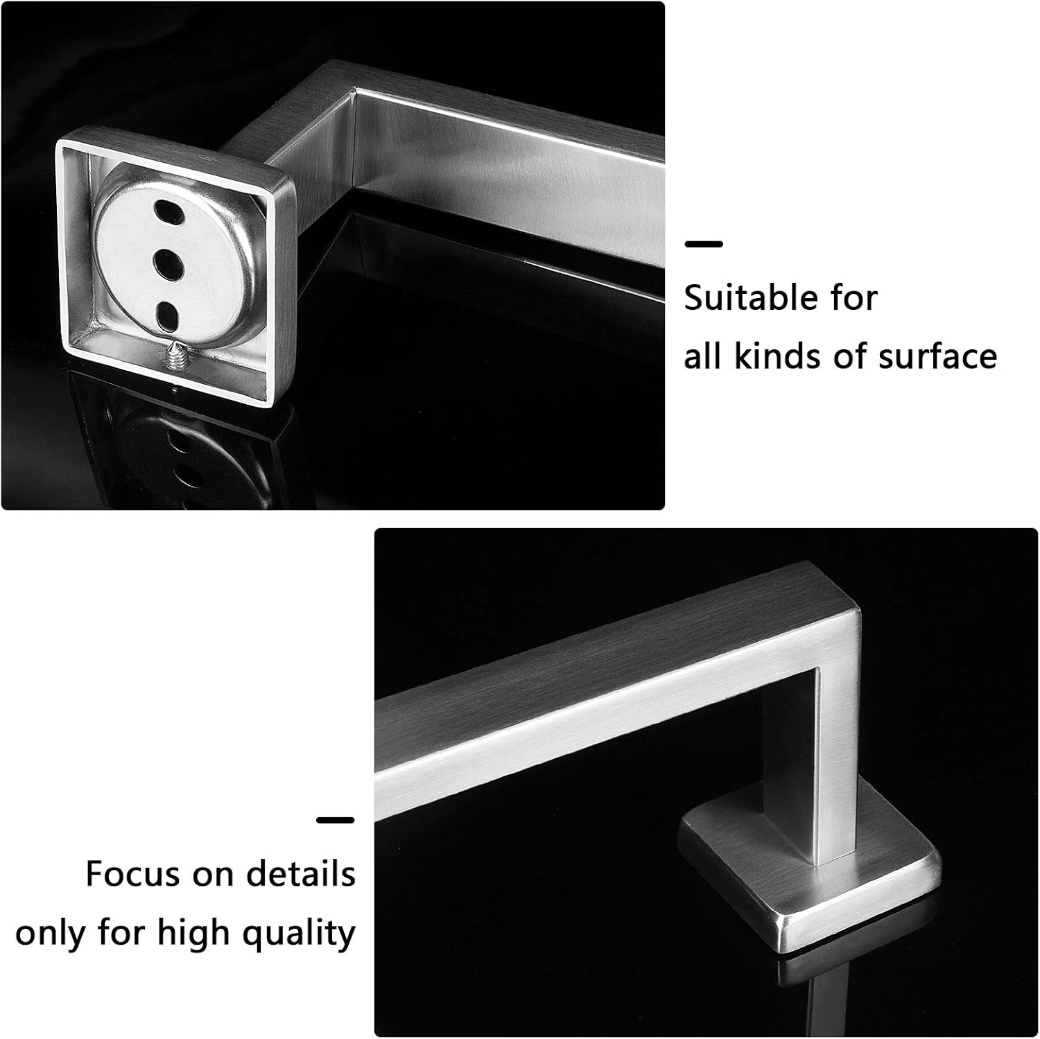 NearMoon Bathroom Towel Bar, Bath Accessories Premium Thicken Stainless Steel Square Shower Towel Rack for Bathroom, Towel Holder Wall Mounted (Brushed Nickel, 24 Inch): Kitchen & Dining