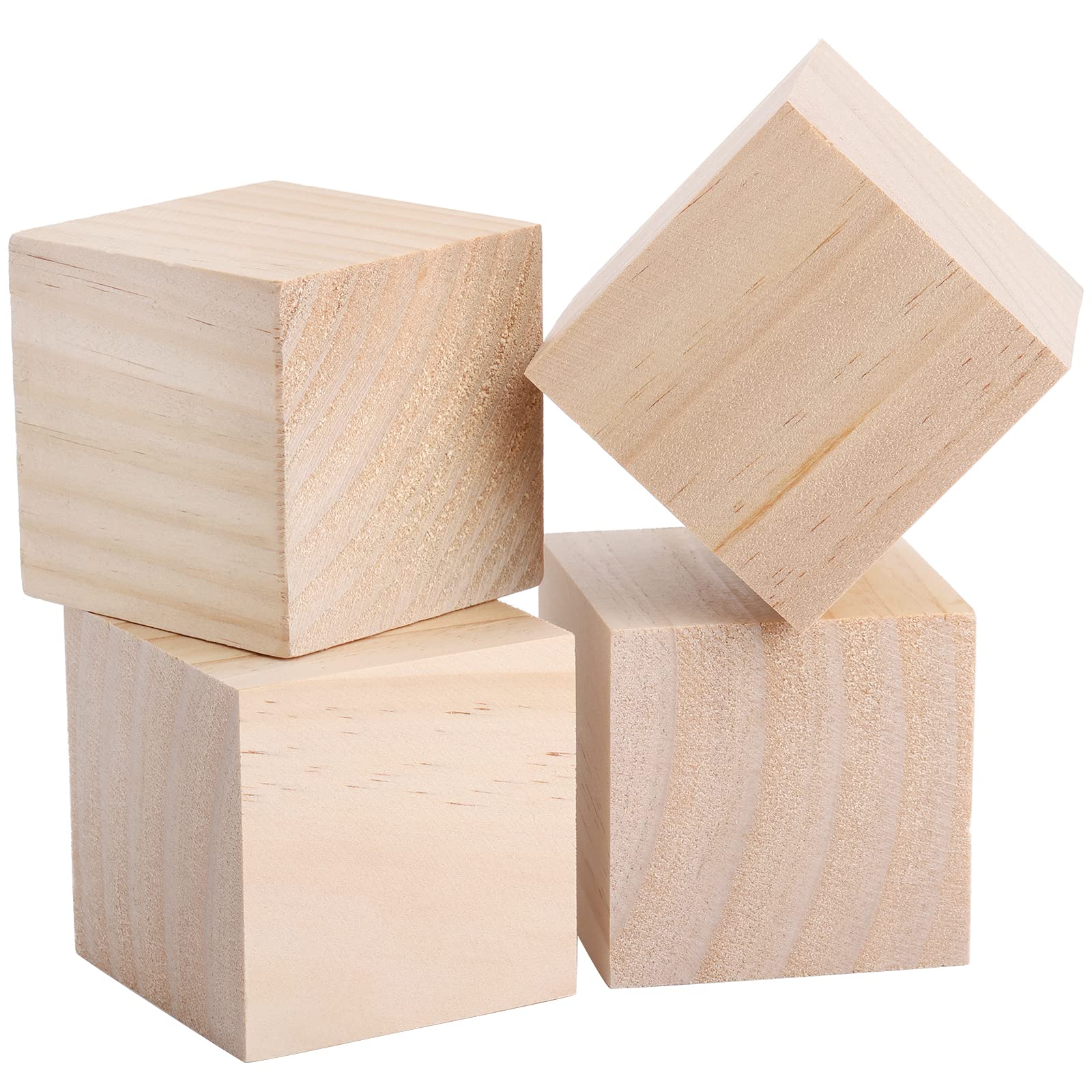 Tosnail 6 Pack 3 Inches Unifinished Wooden Cubes Wooden Blocks - Great for Crafts Making