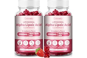 Oakevlp 2 Pack Liposomal Alpha Lipoic Acid Gummies 2000mg Gummies,High Potency ALA Complex Biotin & Benfotiamine for Antioxidant, Brain Health and Nerve* Support,Liposomal Enhance 98% Absorption