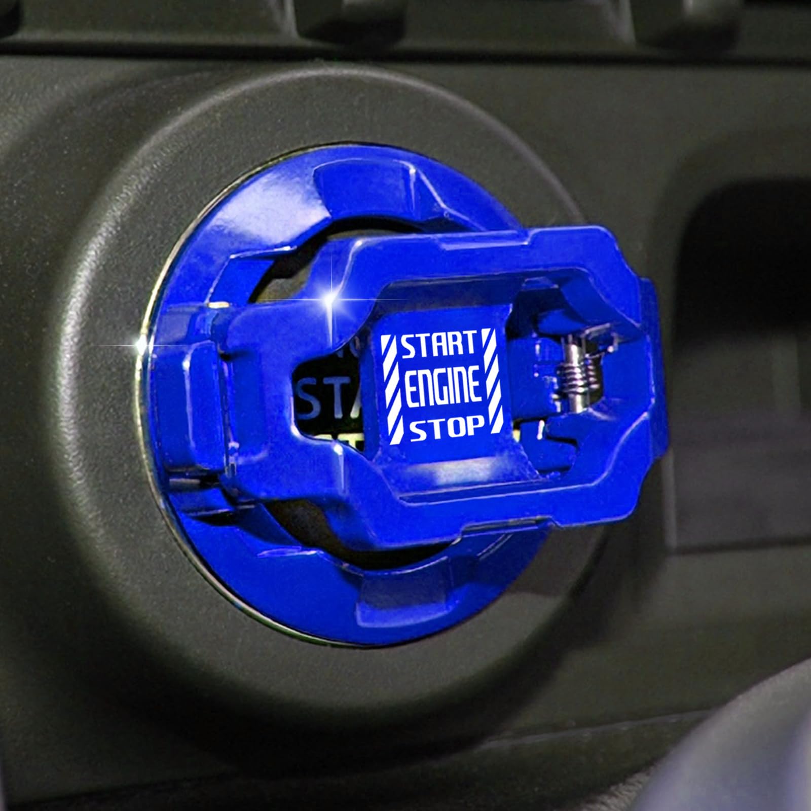 Photo 1 of ???????? | Tybasthe Push Start Button Cover, Car Engine Start Stop Button Cover Protector, Cool Car Accessories Interior Decor Sticker Motorcycle Key Ignition Switch Cover, Blue