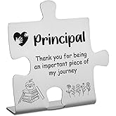 Principal Appreciation Gifts, Thank You Gift for Principal, School Teacher Office Coworkers Staff Appreciation Gifts, Stainless Steel Puzzle Desk Decor Sign, CSA366