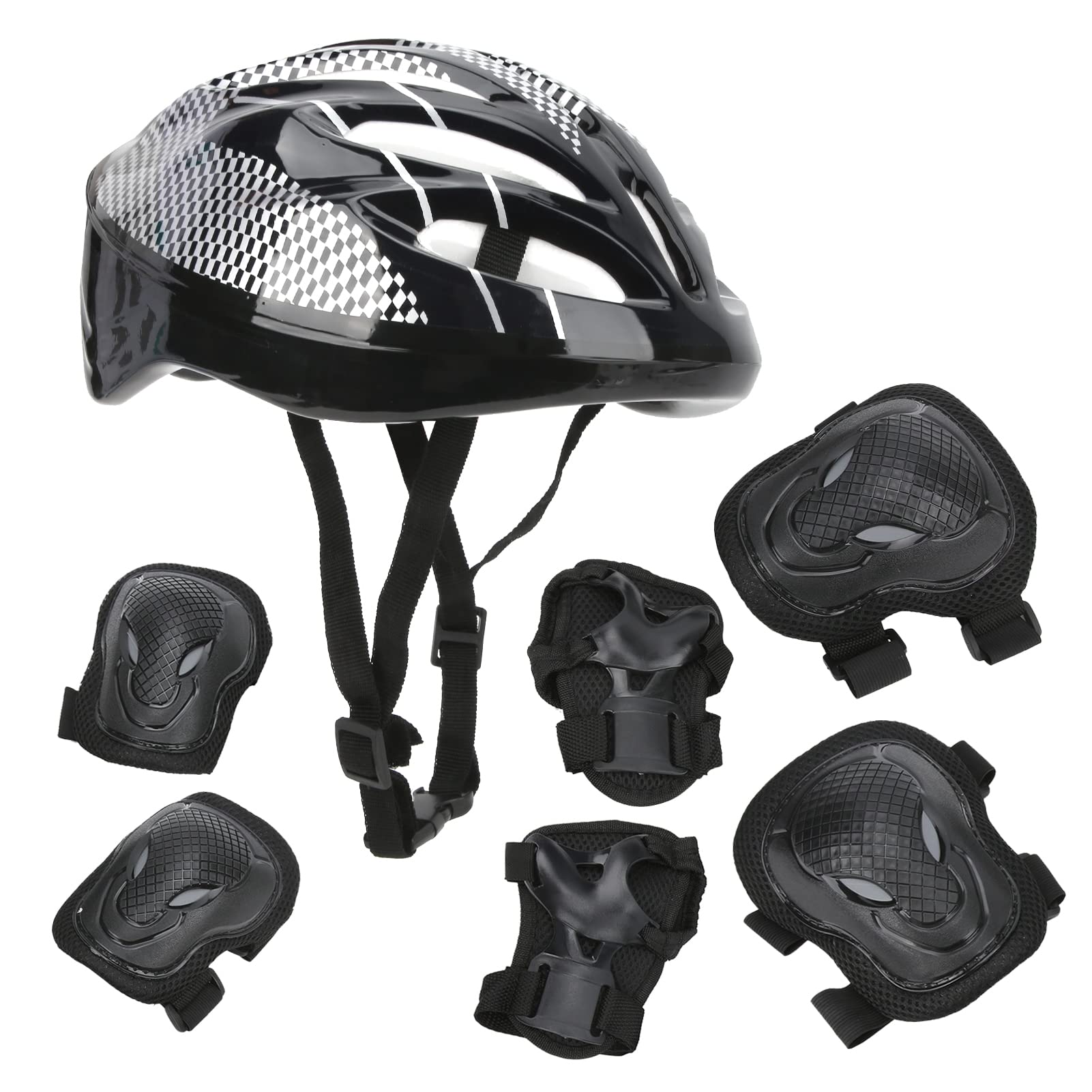 Topyond Helmet and Pads Kids, 7pcs Protective Gear Set with Knee Pads, Elbow Pads, Wrist Guards, Kids Bike Helmet, Scooter Helmet for Skateboarding, Inline Skating, Hockey