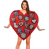 Silicherry Valentine‘s Day Costume for Adult Love Heart Costume Box of Chocolates Costume for Men Women Red Funny Valentine Cosplay Costume Sweet Candy Costume for Holiday Wedding Party Celebrations