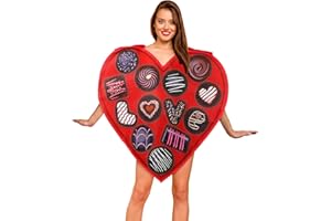Silicherry Valentine's Day Costume for Adult Love Heart Costume Box of Chocolates Costume for Men Women Red Funny Valentine Cosplay Costume Sweet Candy Costume for Holiday Wedding Party Celebrations
