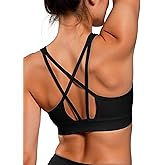 Yvette Lightweight Crisscross Back Sports Bra for Women, Breathable Yoga Tank Top with Removable Pads for Workout & Fitness