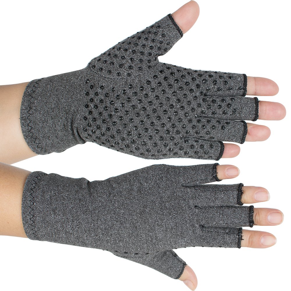 Pevor Arthritis Compression Gloves Relieve Pain Cotton & Spandex Arthritis Rehabilitation Bumps Training Nursing Grip Gloves S Gray