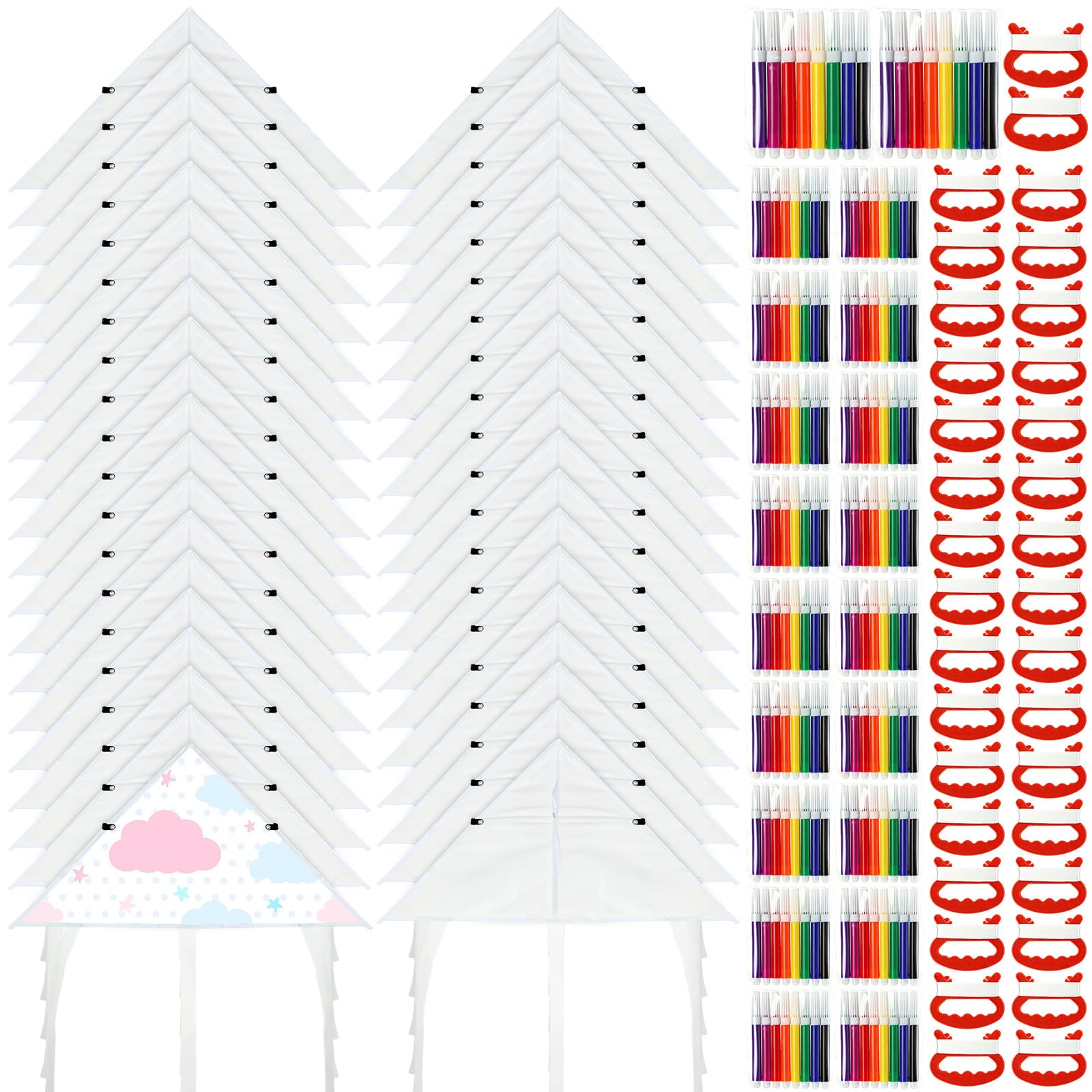 Photo 1 of Syhood 120 Pieces DIY Blank Kite for Boys Girls Kite Making Kit Bulk with 80 Pack Watercolor Pens 20 Inch Summer Beach Decorating Coloring Making Craft Kits for Boys Girls Outdoor Games