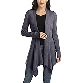 Dilgul Women Open Front Ribbed Drape Long Sleeve Cascading Cardigan Sweater