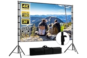 180 inch Projector Screen with Stand,HUANYINGBJB Outside Projection Screen, Portable 16:9 4K HD Rear Front Movie Screen with Carry Bag for Theater Backyard Movie Night,Cinema School, Churches,Parties