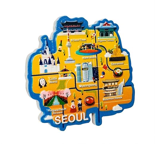 Atracciones Arquitectónicas Famosas en Seúl, Corea 3D Imán de ...
