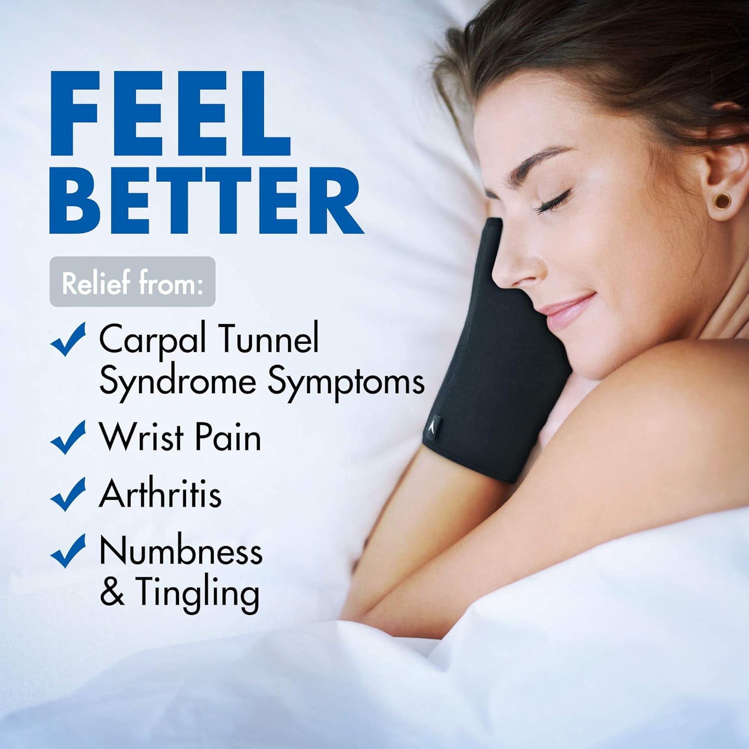 ATX Night Sleep Support Wrist Brace - Carpal Tunnel Relief - Fits Both Left & Right Hand - Removable Metal Splint and Cushioning Beads for Painless Sleep - Men and Women: Health & Personal Care