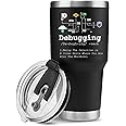 Panvola Debugging Definition Computer Programmer Gifts Student Teacher Coder Boyfriend Girlfriend IT Vacuum Insulated Tumbler Tech Support Travel Mug Stainless Steel With Straw Removable Lid (30 oz)