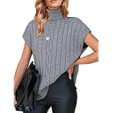 EXLURA Women's Turtleneck Sleeveless Sweater Vest Casual Short Cap Sleeve Knit Pullover Tank Tops 2025 Fashion Fall Clothes