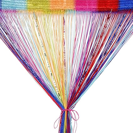 BCMRUN Fadenvorhang, Fadenvorhang perlenvorhang, 100 x 200 cm Wandvorhang Schaufensterdekoration Mehrfarbig (Rosa,Rot,Grüner,