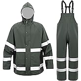 VUVEA Rain Suit For Men & Women Waterproof Heavy Duty Rain Gear Reflective Jacket for Fishing Outdoor Work Raincoats