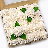 Piklado Artificial Wedding Dahlia Flowers 25 pcs Ivory Fake Roses w/Stem for DIY Wedding Decor Centerpieces Arrangements Bouquets(Champagne)