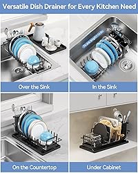 LIONONLY Small Dish Drying Rack in Sink, Extendable