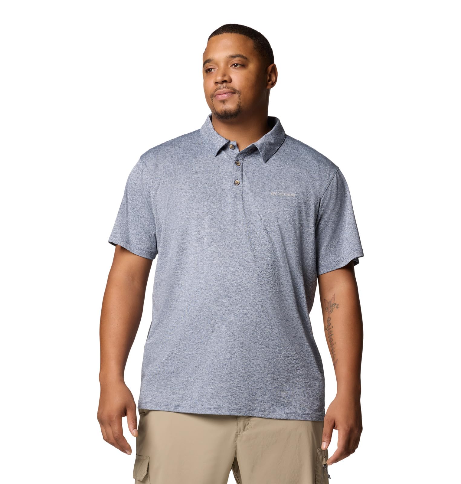 Columbia Men’s Tech Trail Utility Polo, Collegiate Navy Heather, X-Small