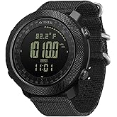 AVTREK Digital Hiking Sport Watches for Men - Tactical Training Military Compass Solid Outdoor Multifunction Waterproof Altimeter Watch (Black)