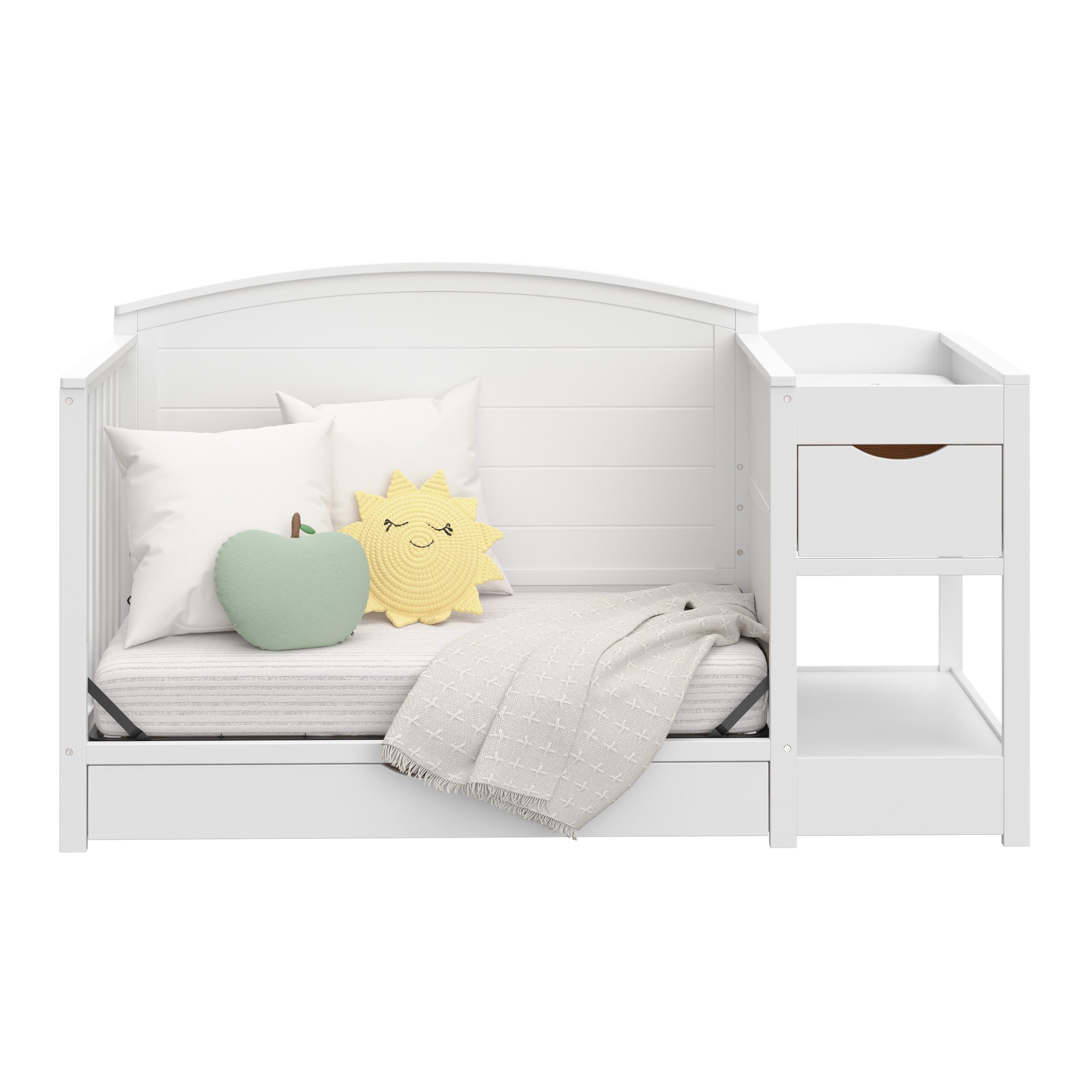 Graco Bellwood 5-in-1 Convertible Crib & Changer with Drawer (White) - GREENGUARD Gold Certified, Full-Size Storage Drawer, Converts to Toddler Bed and Full-Size Bed