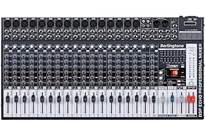 Berlingtone BR-200MX, 20 Channel Professional Bluetooth Studio Audio Mixer - DJ Sound Controller, USB MP3 Player, 16 Microphone Jack, 7 Band EQ, 16 BIT Digital FX, 48V Phantom Power, Unpowered