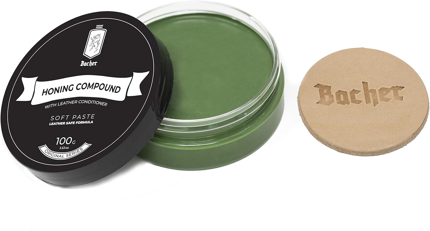 Bacher Stropping Compound 100g, Very Fine, for Knife Sharpening and Polishing, Leather Strop Compound