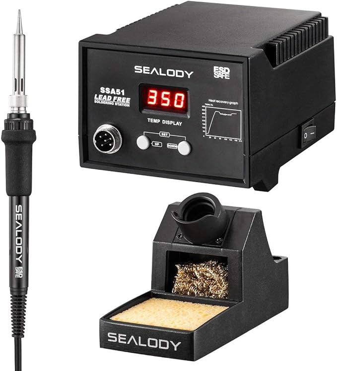Digital Soldering Station with Pure Aluminum Soldering Stand, Tip