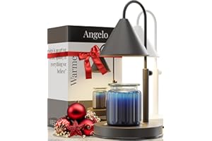 HESTIA CANDLEWARMER Hestia Angelo Candle Warmer Lamp - Candle Lamp Warmer with Timer & 3 Wick Candles, Height Adjustable, Electric Candle Lamp with Scented Wax Yankee Candle Jar, Gifts for Mom, (Black, Timer)