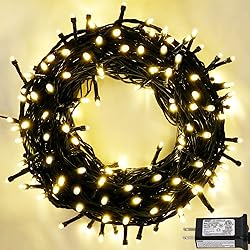 Pooqla Warm White Christmas Lights, 200 LED 66 ft