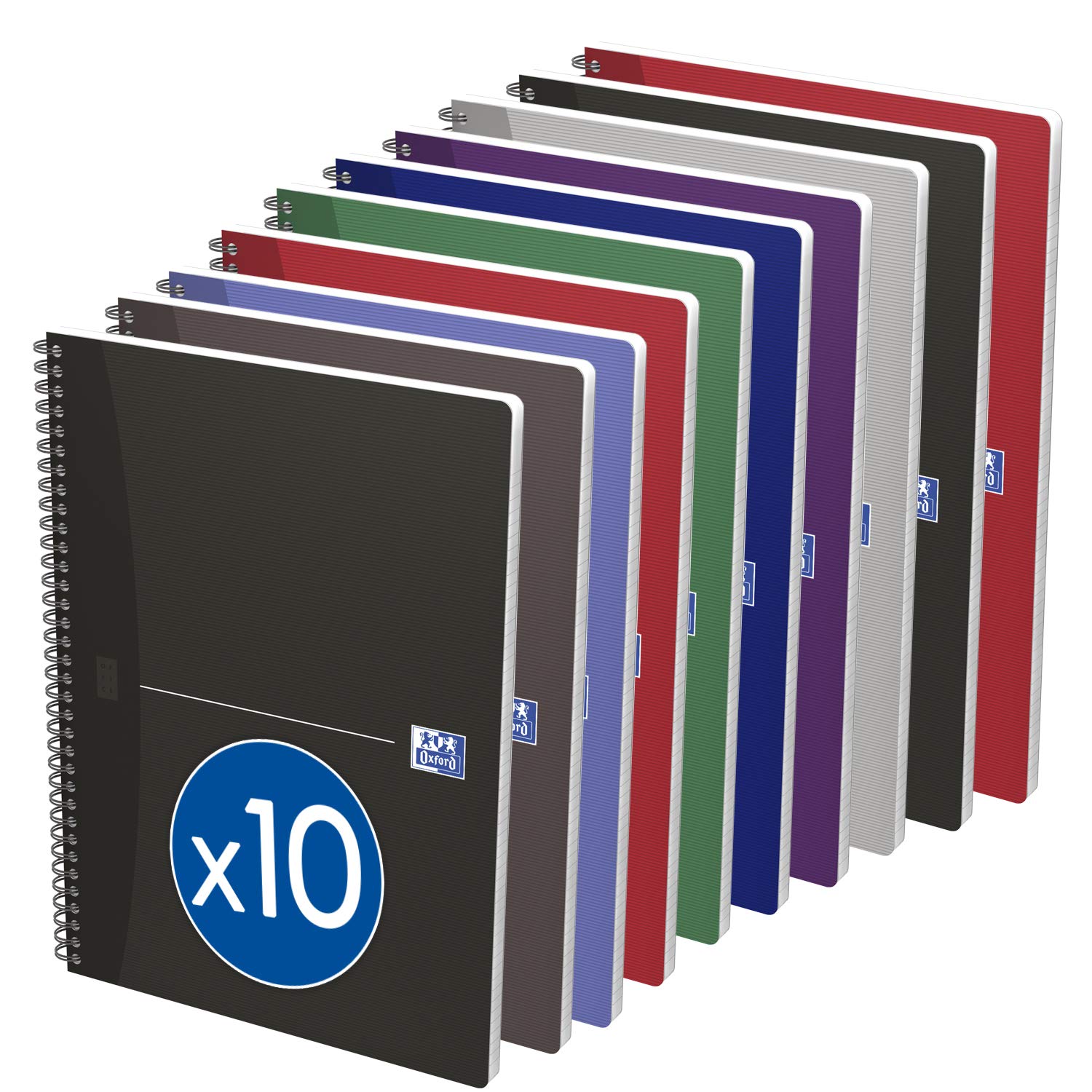 Oxford Office Essentials Spiral Bound 100 Pages 90 g (Pack of 10 Assorted Colours