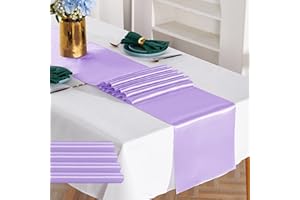 YUHX Pack of 5 Satin Table Runner 12 x 108 Inches Long,Lavender Table Runners for Wedding, Birthday Parties, Banquets Decorations（Lavender, 5 Pack）