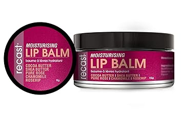 Recast Moisturising Lip Balm - Lip lightening, Restoring, Moisturising w/Pure Rose, Cocoa butter, Shea butter, Rosehip seed oil & more 15g