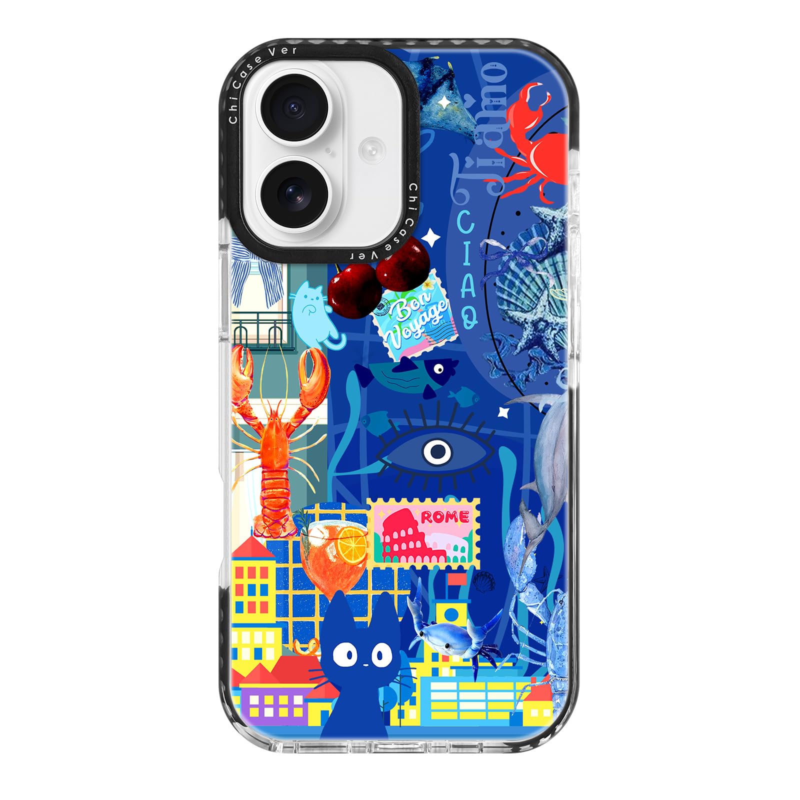 Photo 1 of ChiCaseVer for iPhone 16 Case Travel Adventure Collage Pattern Military Grade Drop Protection Voyage Slim TPU Cover with Camera Protection for Women Girls Travel Lovers