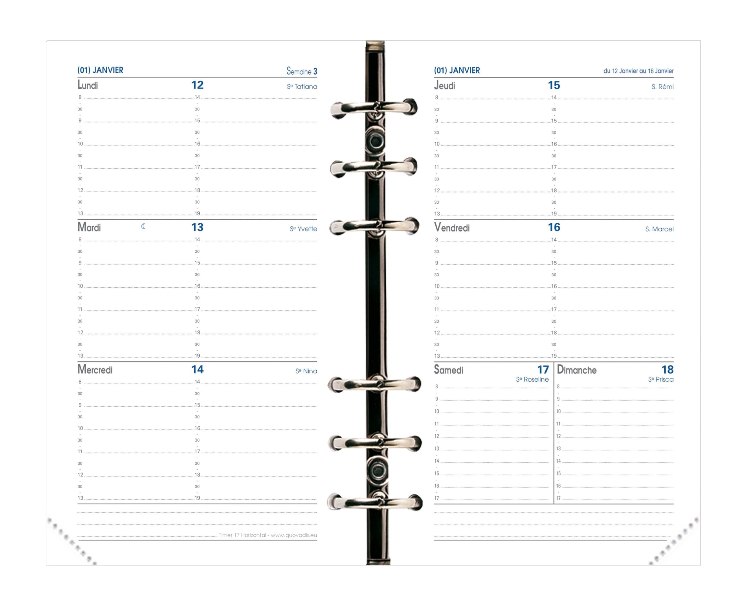 Quo Vadis Timer 14 Prestige Refill – Weekly – 8x12,5 cm Year 2015-2016 Horizontal 10 x 17 cm