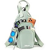 Dikuer Water Bottle Holder with Strap, 4 Big Pockets with Compartment, 24oz/32oz/40oz Crossbody Water Bottle Carrier Bag