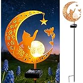 ZNYCYE Solar Lights Outdoor Decorative Moon Cat Butterfly Solar Stake Lights Birthday Gifts for Women mom Grandma, Garden Decor Waterproof for Walkway, Yard, Lawn, Patio (Warm White)