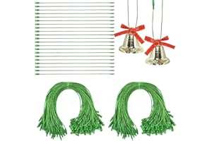 HDST-HOME 500 Pieces Ornament Hangers Snap Fasteners Lock String Tags Hanger Polyester Ropes for Christmas Valentine's Day Party Hanging Decor Hanging Decorations (Green)