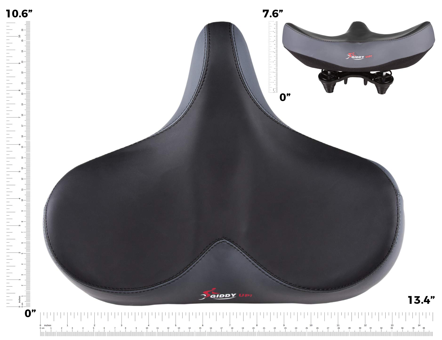 Giddy Up! Bike Seat - Oversize Comfortable Bicycle Saddle - Extra Wide Replacement Universal Fit Indoor Outdoor Padded Memory Foam