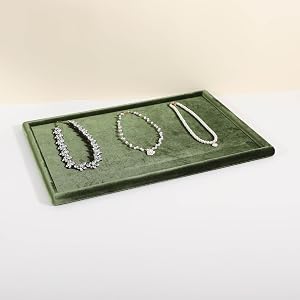 CHISTOR Rectangle Jewelry storage organizer plate, Velvet Jewerly display tray, Empty showcase tray for Necklace Bracelet Rin