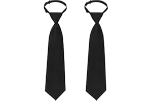 Sucrain 2pcs Boy's Necktie Pre-tied Adjustable Neck Strap Tie for Wedding Graduation School Uniforms