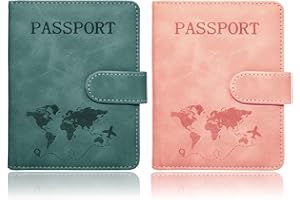 SOVIROSE Passport Holder for Travel Essentials, 2 Pack Rfid Passport Cover for Women Men
