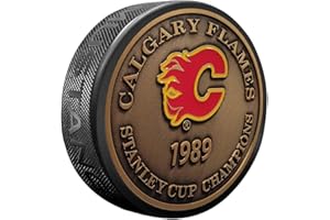 Calgary Flames Puck - Stanley Cup Years Gold Medallion