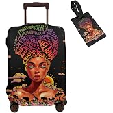 Hepmant Travel Suitcase Protector African American Woman Elastic Protective Washable Luggage Cover With Concealed Zipper Suitable For 18-32 Inch【S (for 18-21 inch luggage)】