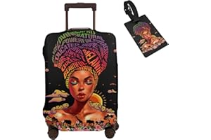 Hepmant Travel Suitcase Protector African American Woman Elastic Protective Washable Luggage Cover With Concealed Zipper Suitable For 18-32 Inch【S (for 18-21 inch luggage)】