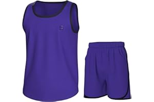 Essenclo Boys Clothing Sets, Boys Athletic Shorts & Sleeveless Shirts, Crew Neck Kids Tank Top Clothes Size 3-16 (2 Pcs Set)